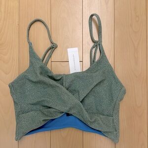Beach riot green shimmer bikini top. Size M. Never worn